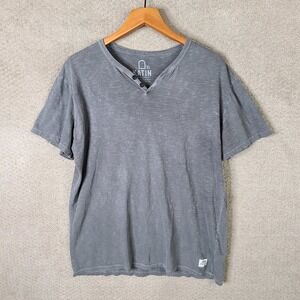 Katin Shirt Mens XL Gray Slub Knit Henley Short Sleeve Surf USA